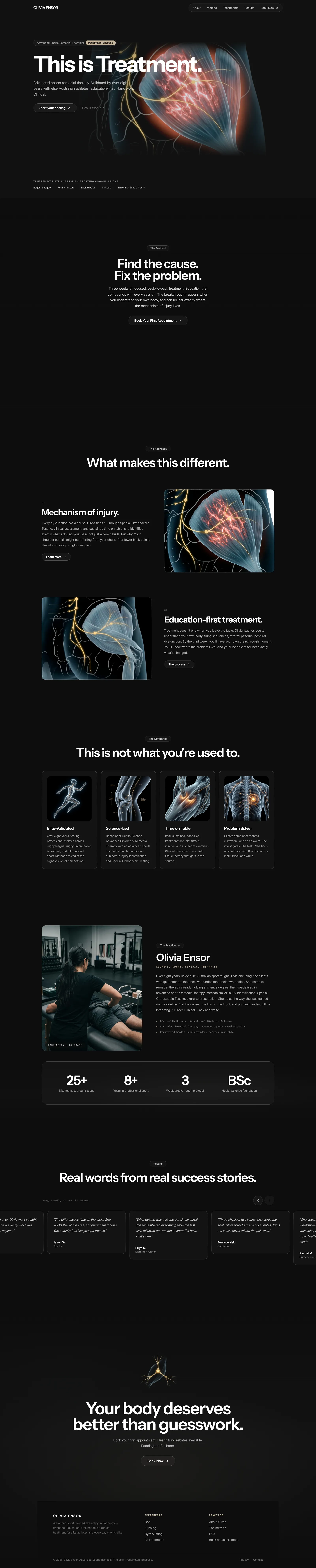 The full Olivia Ensor home page, top to bottom